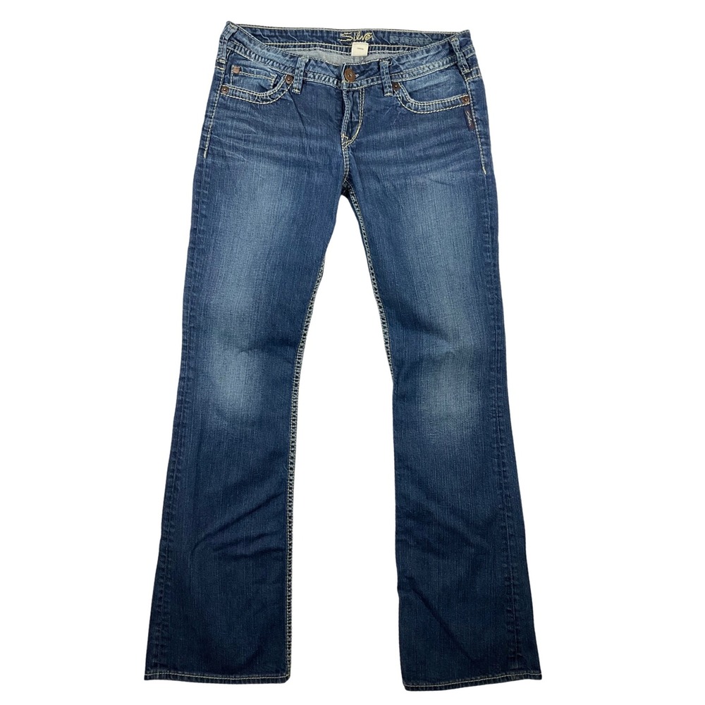 Silver Jeans Pioneer Womens W29 L33 (fits 30x31) Blue Bootcut‎ Low Rise Denim